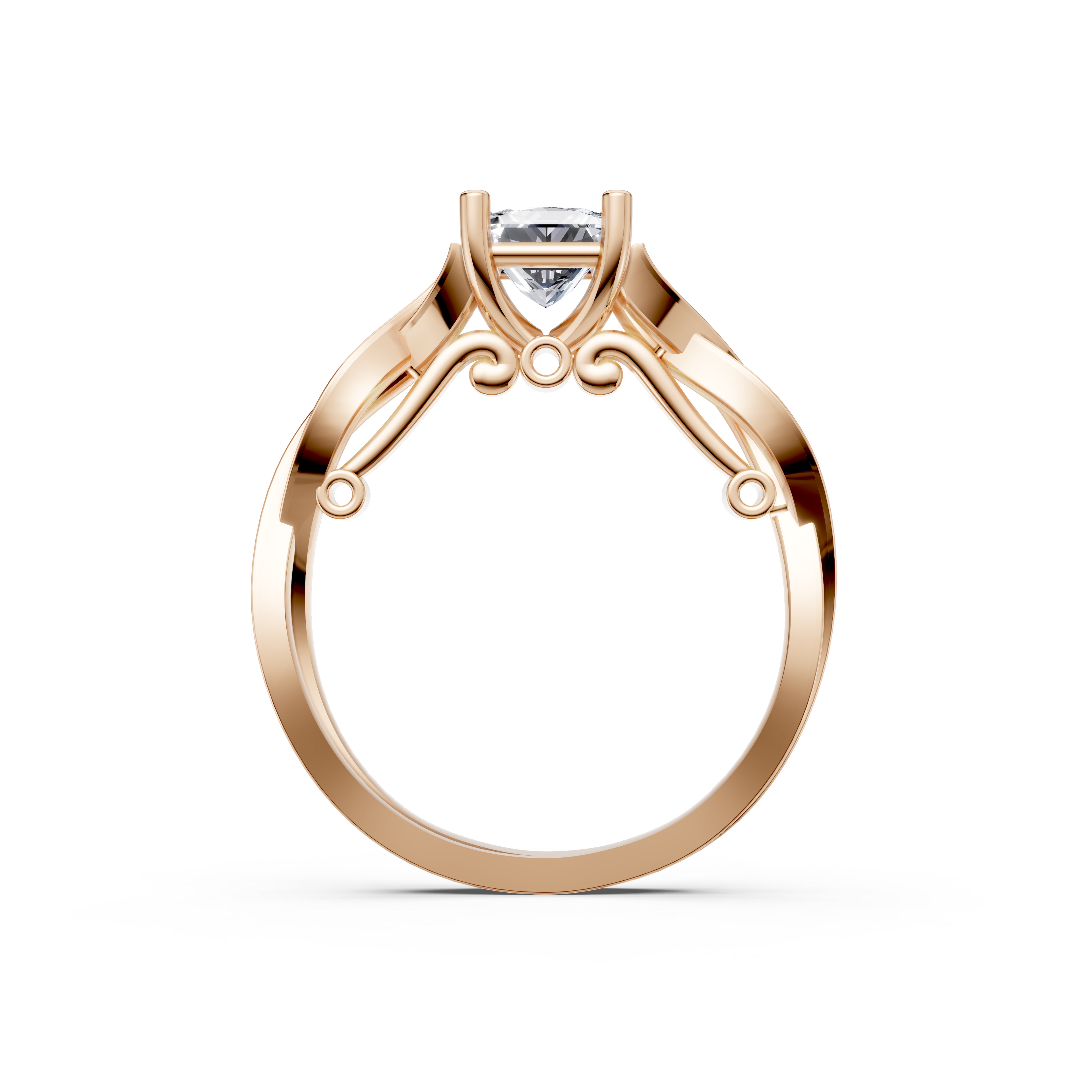 Sculptural Princess Cut Diamond Engagement Ring – VS1 Clarity