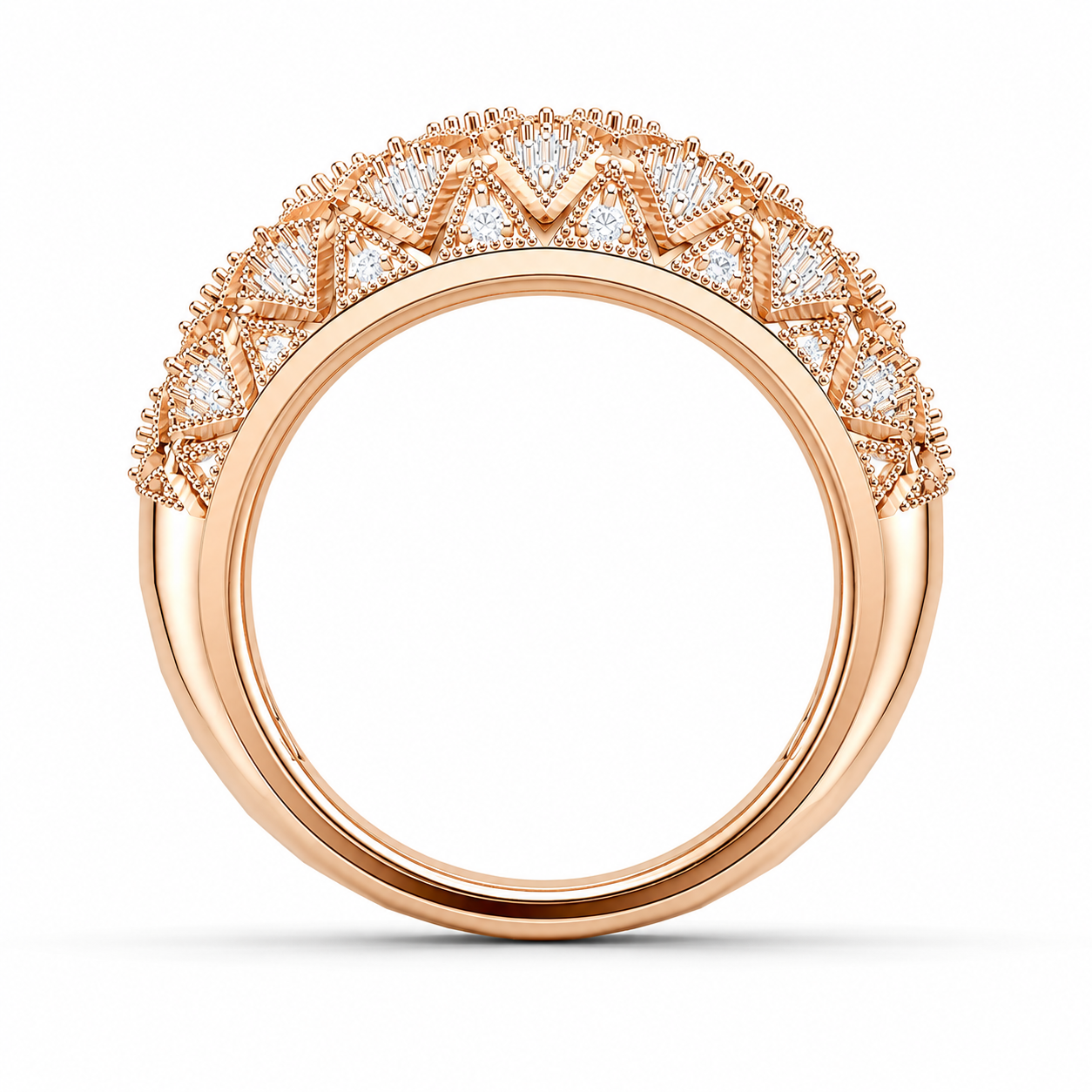 Women’s Certified Natural Diamond Vintage Filigree Wide Statement Band