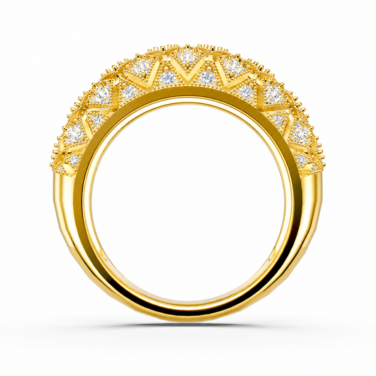Women’s Certified Natural Diamond Vintage Filigree Wide Statement Band