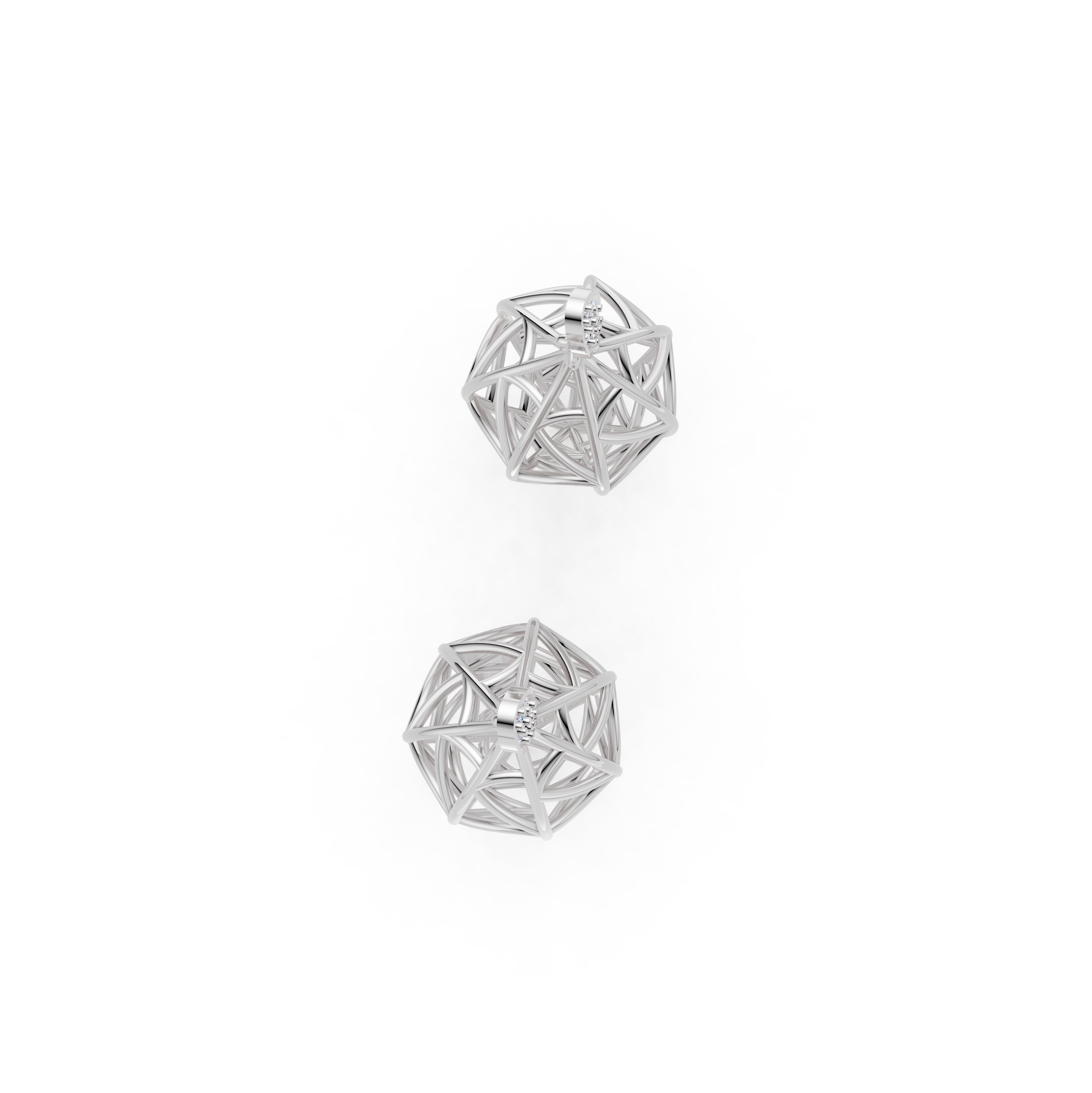 Sculptural Openwork Natural Diamond Jhumka Drop Earrings