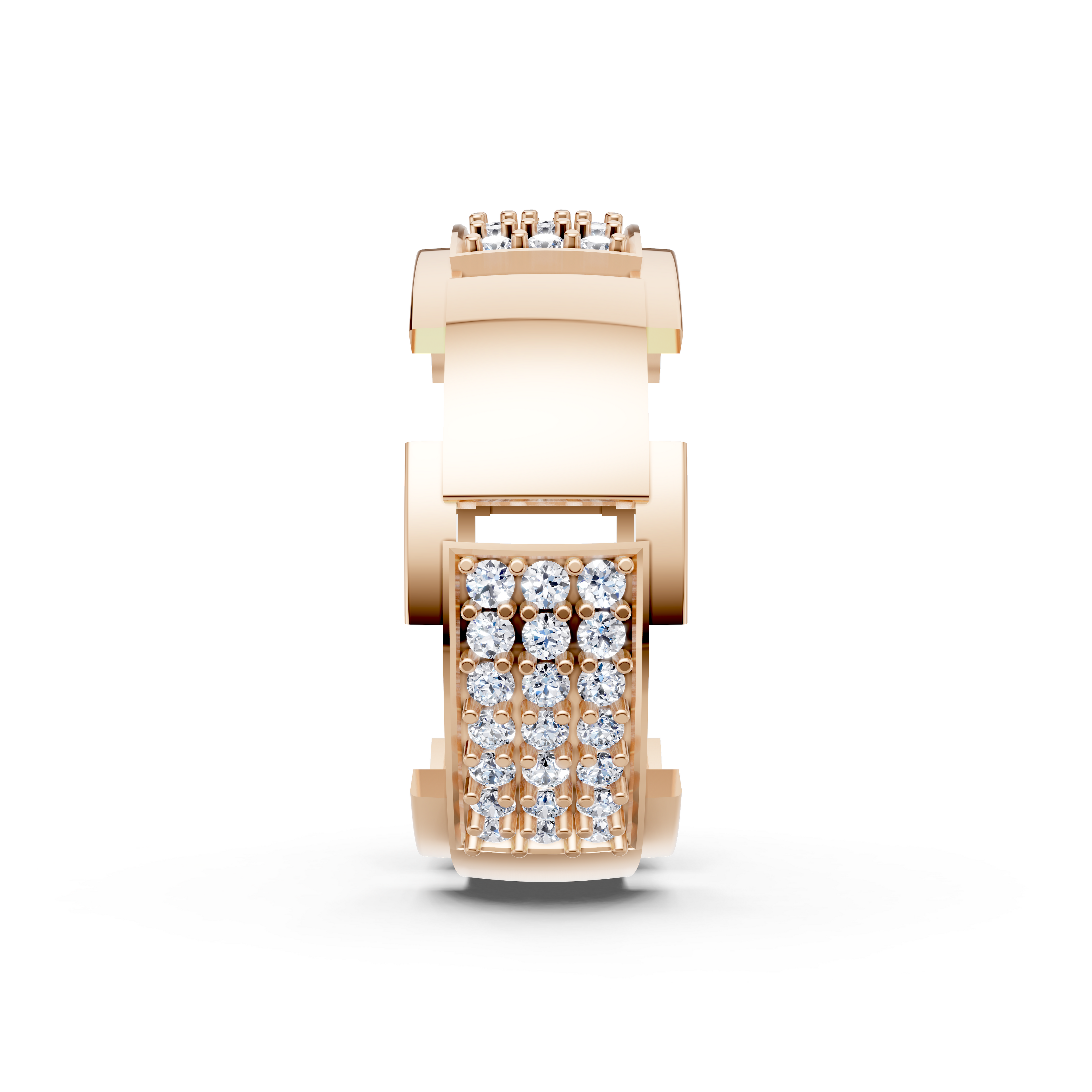 Certified Natural Diamond Women’s Architectural Wide Statement Ring in Solid Gold