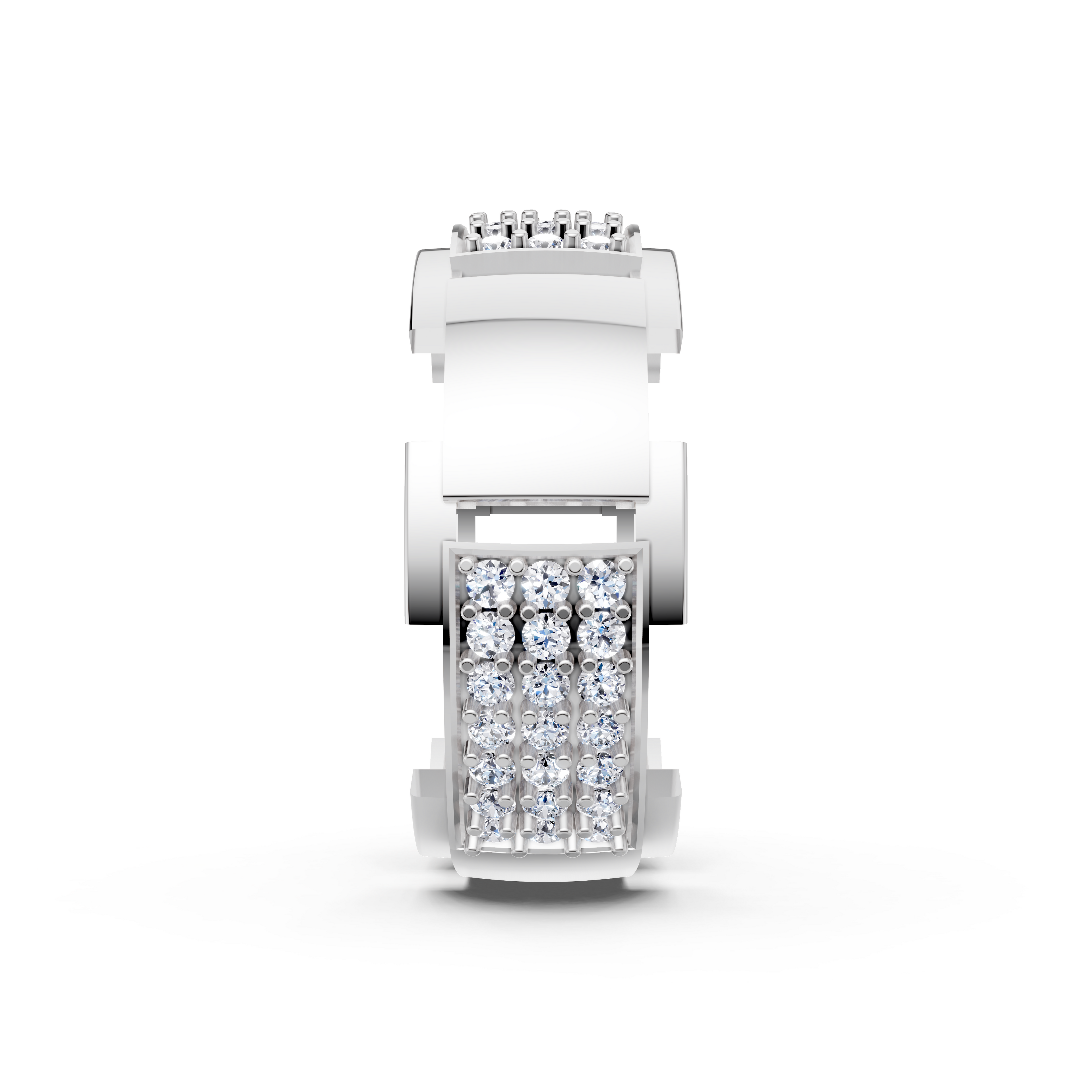 Certified Natural Diamond Women’s Architectural Wide Statement Ring in Solid Gold
