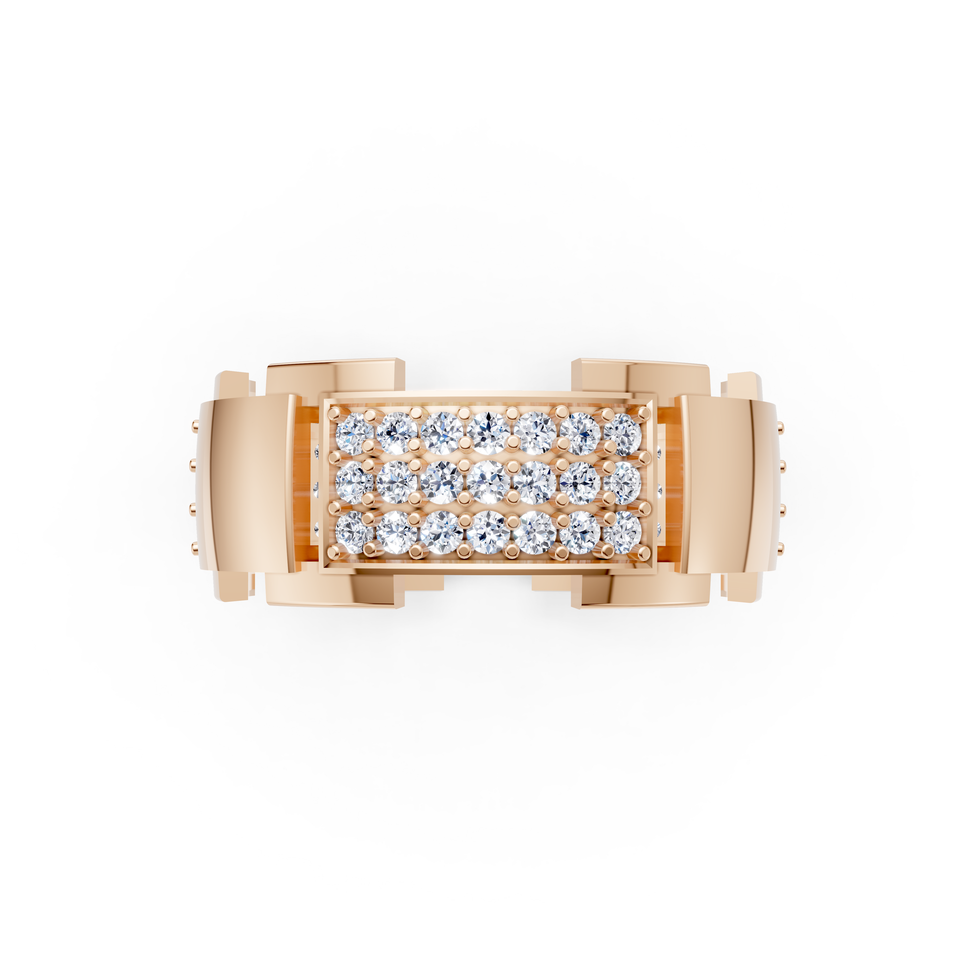 Certified Natural Diamond Women’s Architectural Wide Statement Ring in Solid Gold