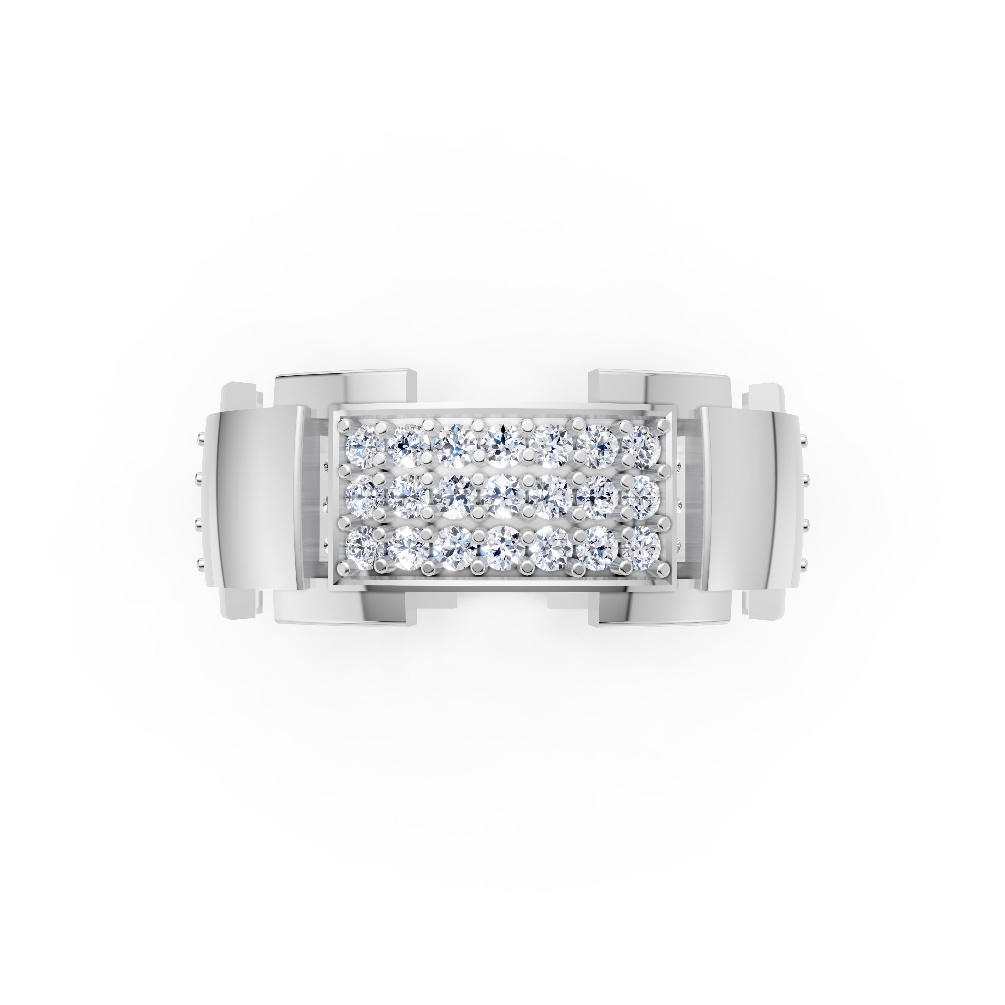 Certified Natural Diamond Women’s Architectural Wide Statement Ring in Solid Gold