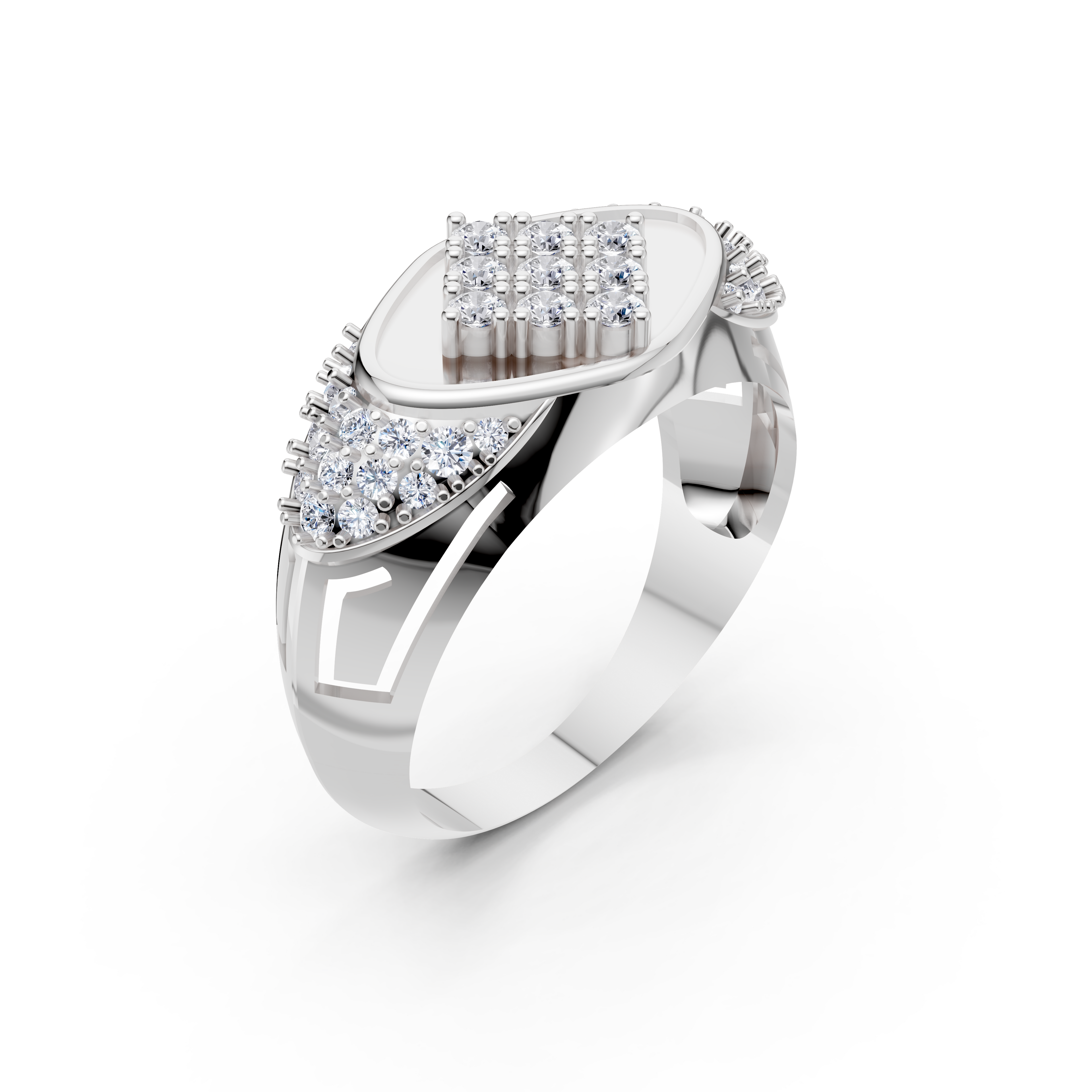 Men's Certified Lab-Grown Diamond Rhombus Cluster Ring